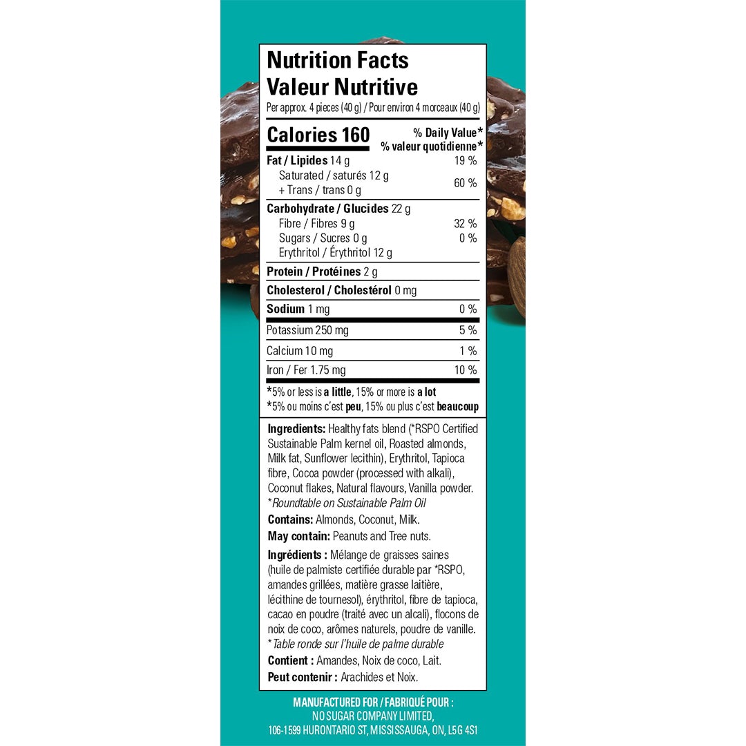 No Sugar Keto Krax - Dark Chocolatey Almond & Coconut (490g) - Lifestyle Markets